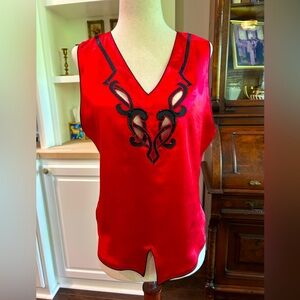 Victoria's Secret Gold Label Red Tank Top with Black Bead Detailing
